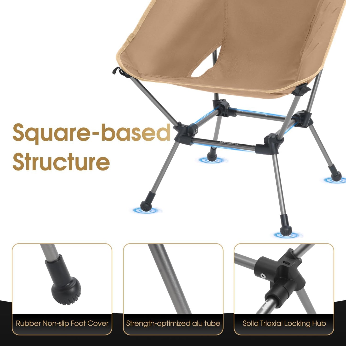 MOON LENCE Portable Camping Chair Plus, Larger & Roomier, Compact and Lightweight Still, Folding Chair for Backpacking & Hiking, 330Lbs Capacity (Desert Rust-2pack)