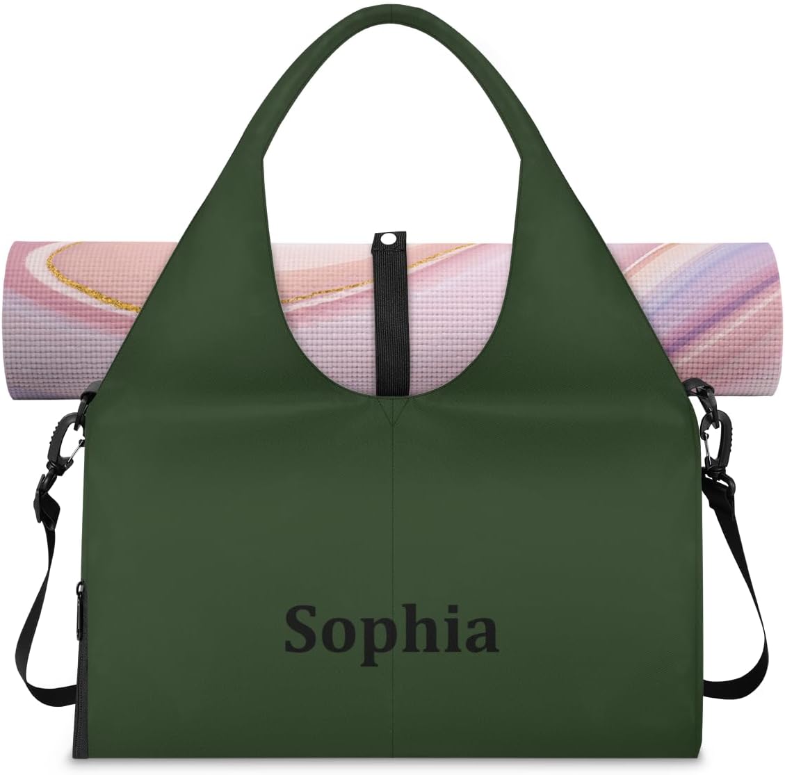 Yoga-Bag Small-Gym-Bag for Women Personalized Beige Yoga-Mat-Bag with Shoe Compartment Gym Accessories for Women