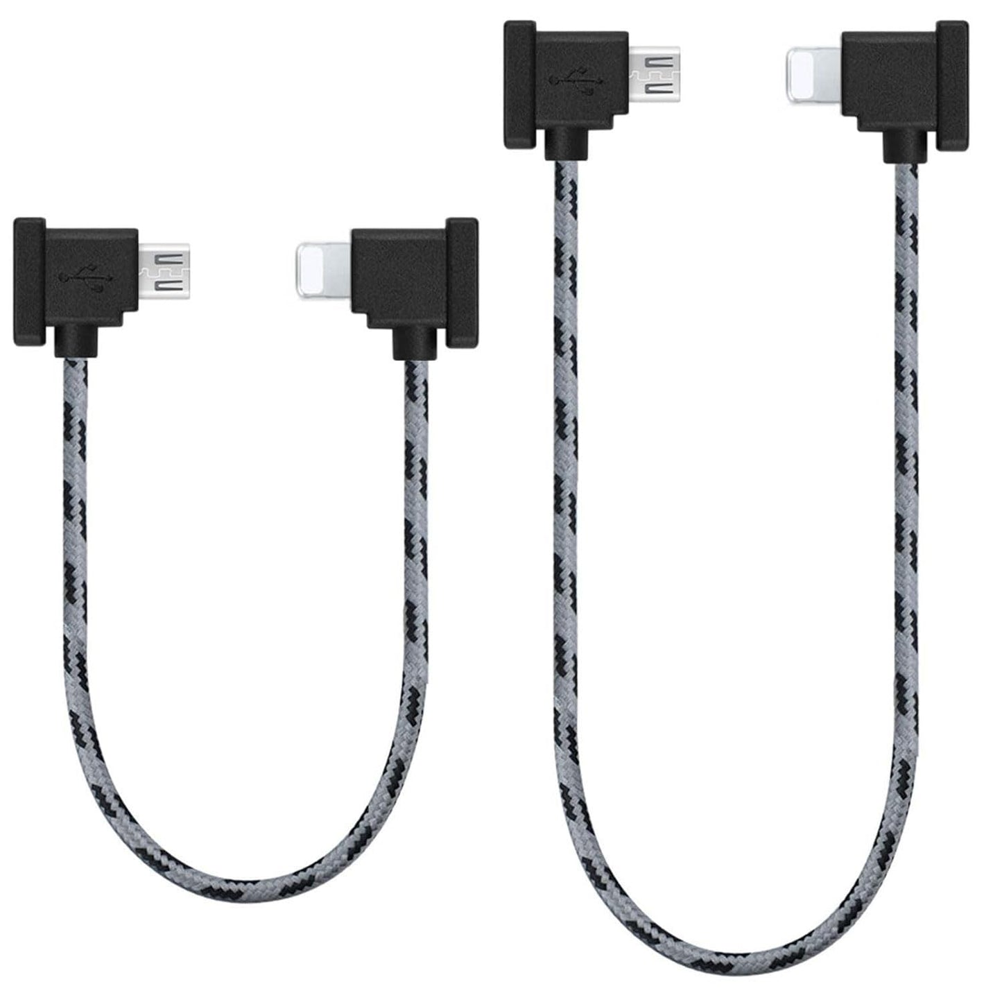 1FT+ 0.5FT(2 pack) USB Micro to iOS DJI Remote Controller Cable for DJI Mavic Mini(1st Gen), Mini SE, Mavic Pro, Spark, 2 Pro Zoom, Mavic Air,Platinum, Phone/Tablet 90 Degree Data OTG Cord Accessories