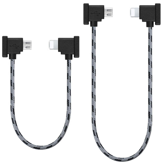 1FT+ 0.5FT(2 pack) USB Micro to iOS DJI Remote Controller Cable for DJI Mavic Mini(1st Gen), Mini SE, Mavic Pro, Spark, 2 Pro Zoom, Mavic Air,Platinum, Phone/Tablet 90 Degree Data OTG Cord Accessories