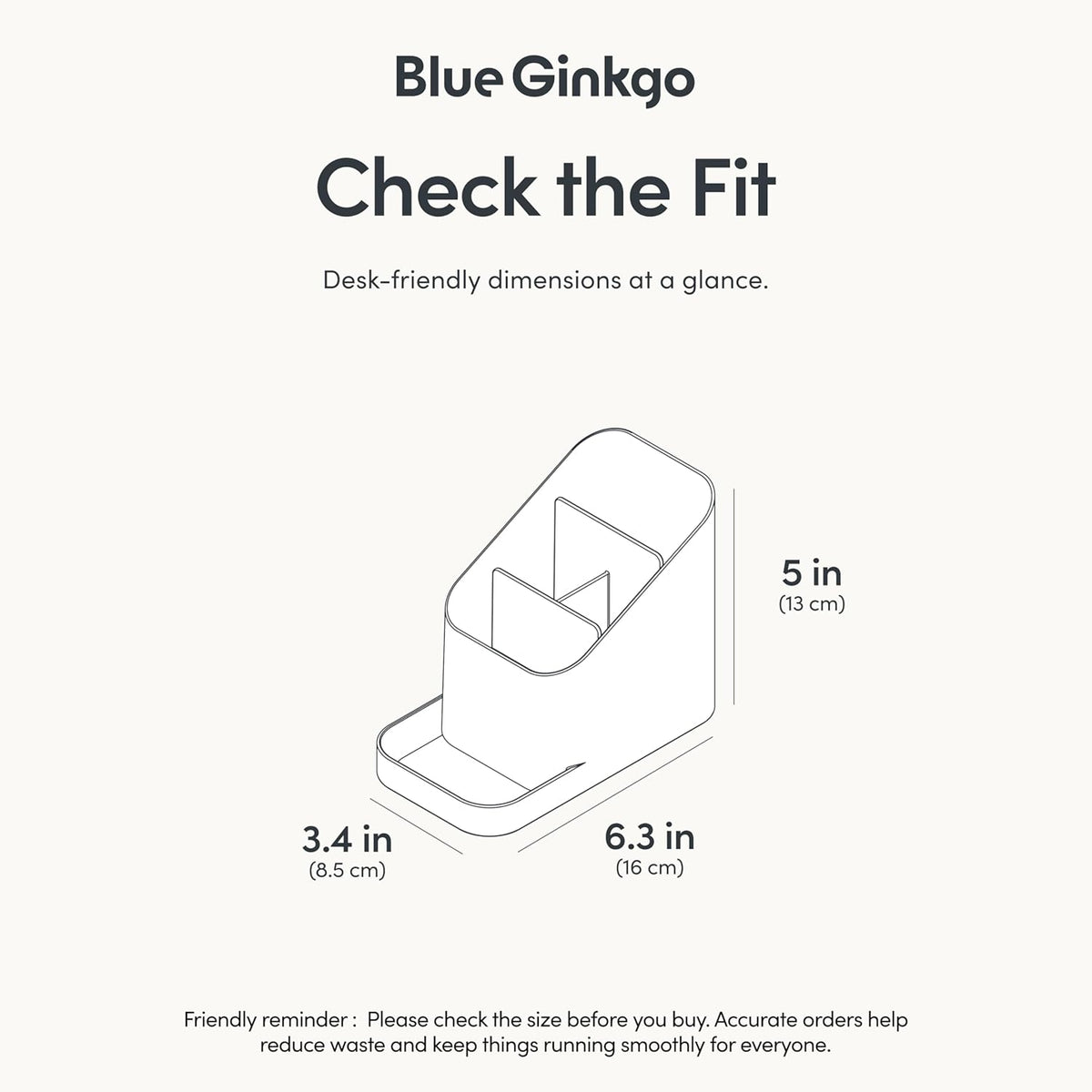 BLUE GINKGO Pen Holder, Desk Organizer, White, Made in Korea
