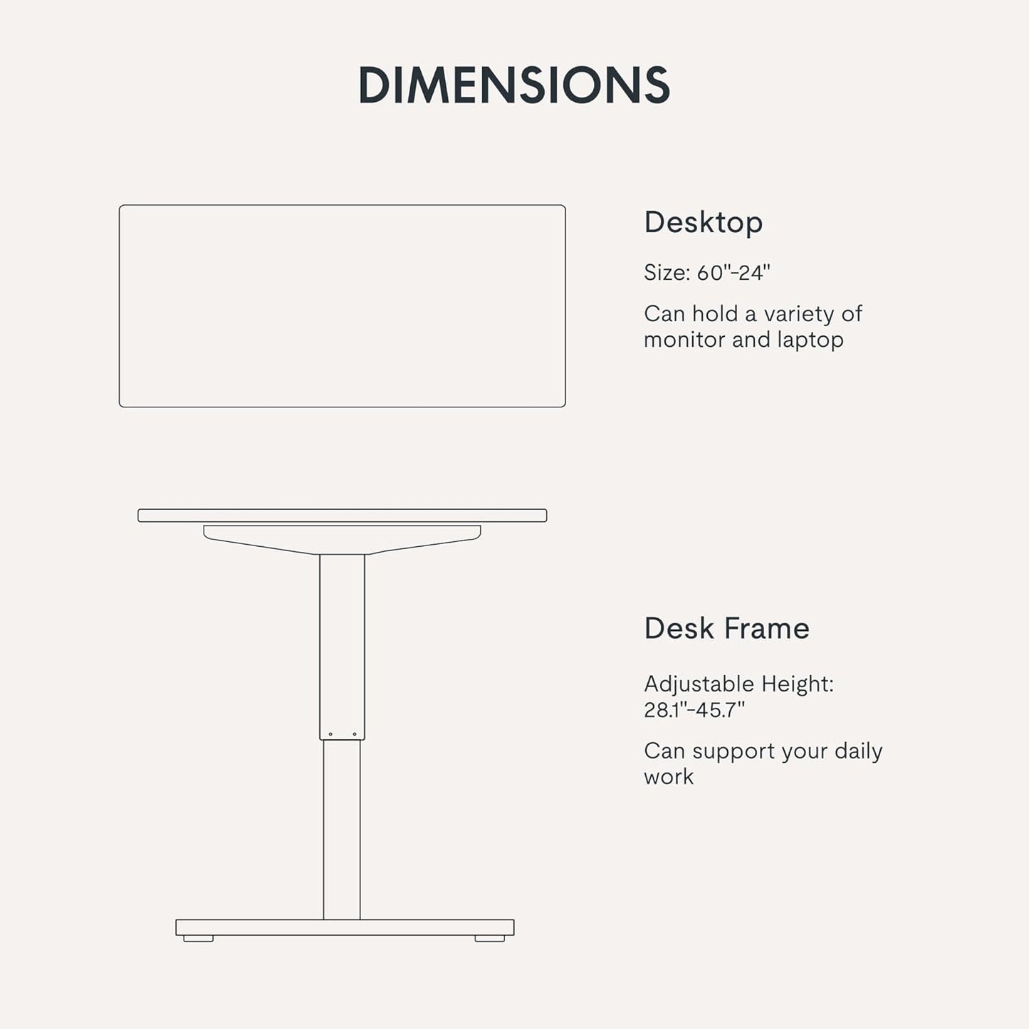 FLEXISPOT 60"x24" One-Piece Electric Standing Desk, 1" Thick Seamless Desktop for Home Office, Study & Multi-Monitor Setup, Black Walnut