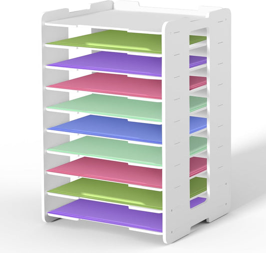 12x12 Paper Organizer,10-Tier Stackable Scrapbook Paper Storage