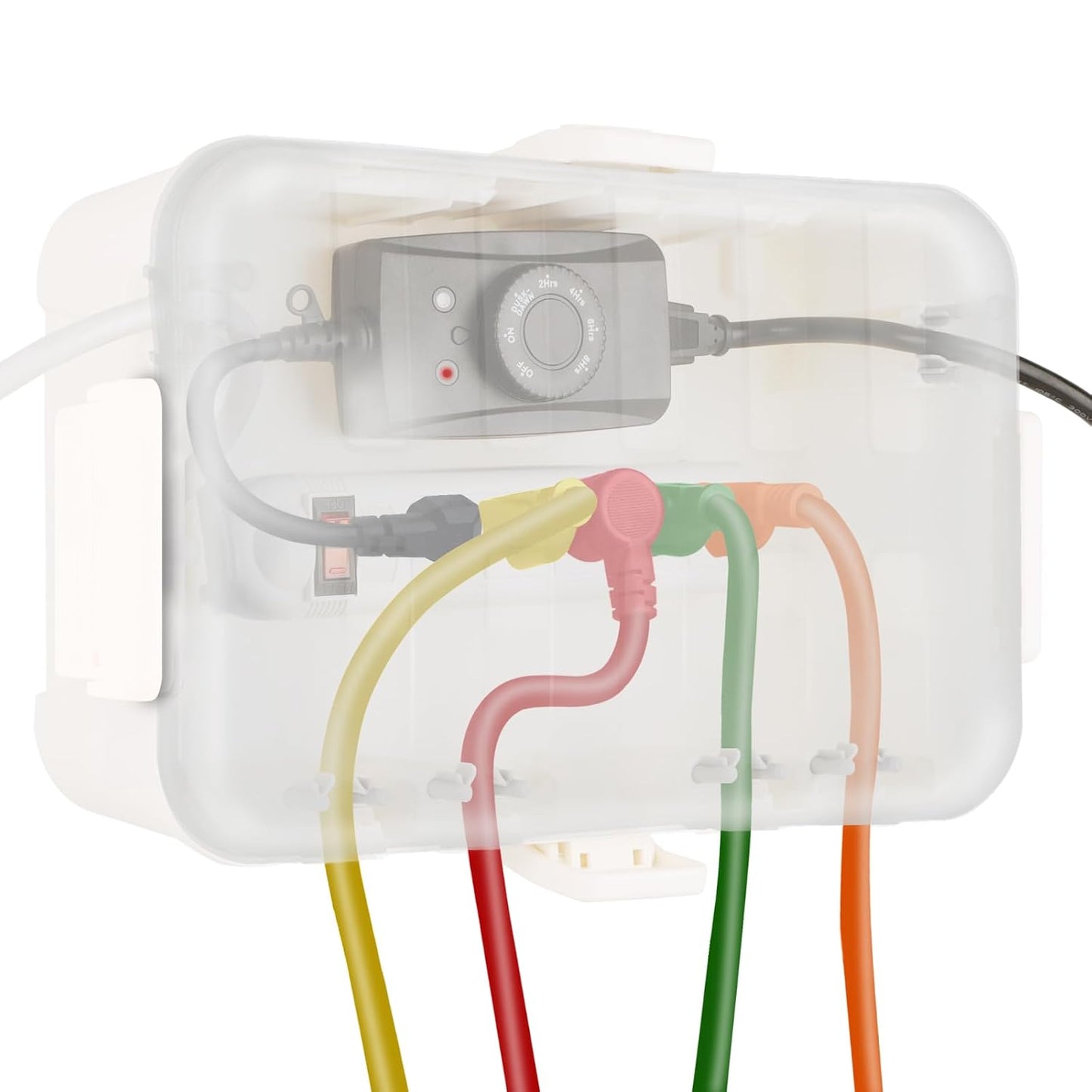 Flemoon Large Outdoor Electrical Box, Waterproof Extension Cord Cover | 6 Cable Entry Ports, IP54 Weatherproof Connection Box with Clear Lid for Photocell Light Sensor Timer, Outlet, Socket, White