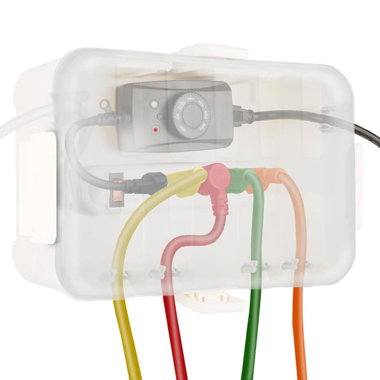 Flemoon Large Outdoor Electrical Box, Waterproof Extension Cord Cover | 6 Cable Entry Ports, IP54 Weatherproof Connection Box with Clear Lid for Photocell Light Sensor Timer, Outlet, Socket, White