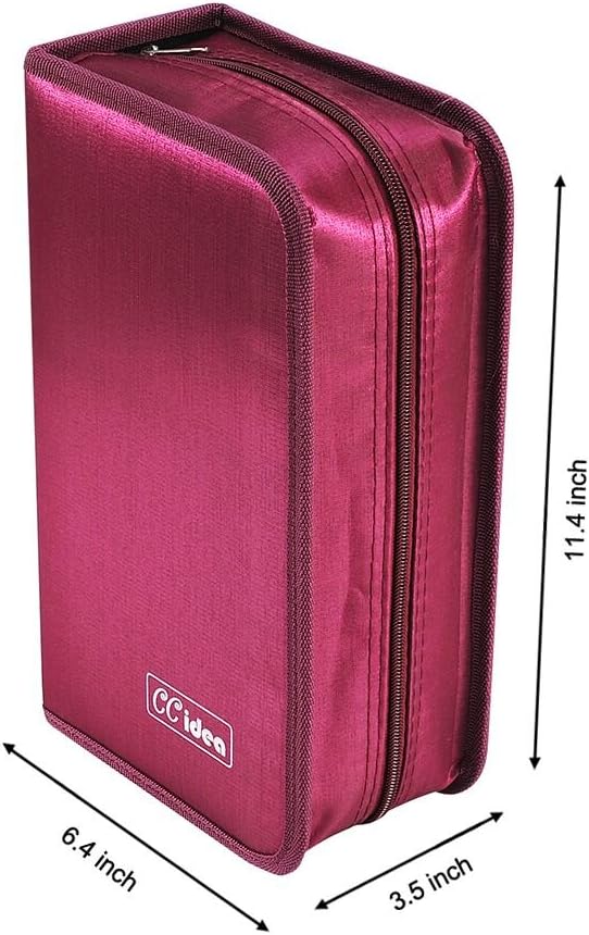 CCidea CD Case DVD Storage Holder, 128 Capacity DVD Cases Organizer CD Plastic Protective Carrying Binder,Portable Cd Wallet for Home Travel (Red), 128-red, L11.4 xW 6.4 x H3.5 INCH, Beauty Case