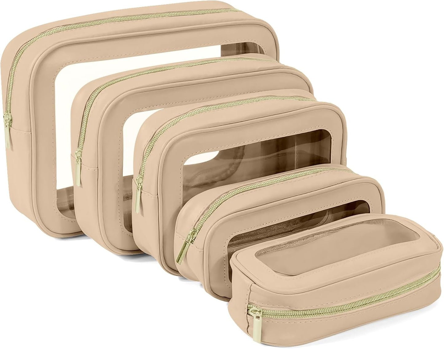 YOPCDJ 5PCS Diaper Bag Organizer Pouch Set, TSA Approved Toiletry Bag，Clear Waterproof TPU Makeup Bag Set Travel Organizer Bags for Women and Kids