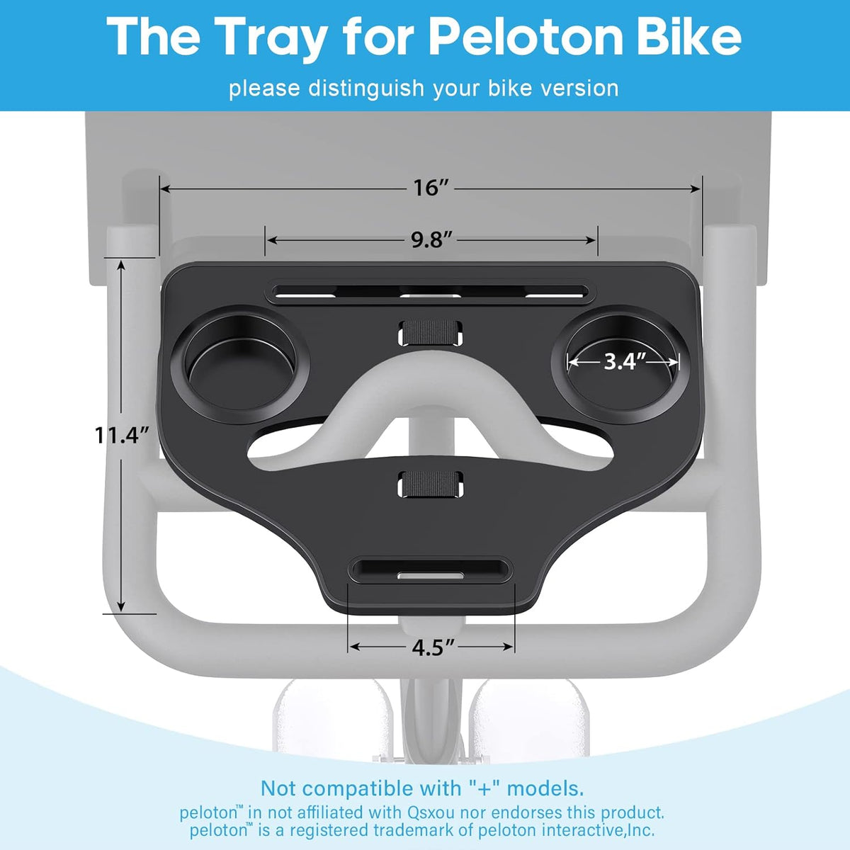 Desk Attachment for Peloton Bike (NOT Bike+) Tray Holder for Phone, Cup, Tablet, Ergonomic Platform Tray Accessories for Peloton Spin Bikes