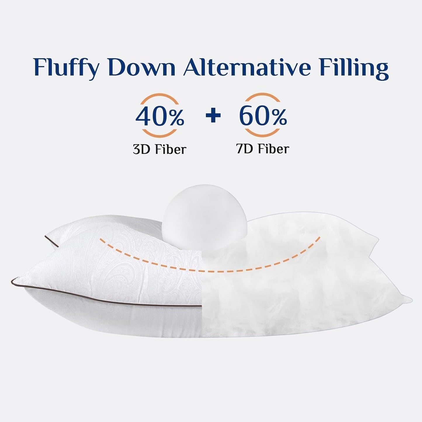 JOLLYVOGUE Pillows Queen Size Set of 4 for Sleeping, Soft and Supportive Bed Pillow with Down Alternative Filling for Side and Back Sleepers, Hotel Collection