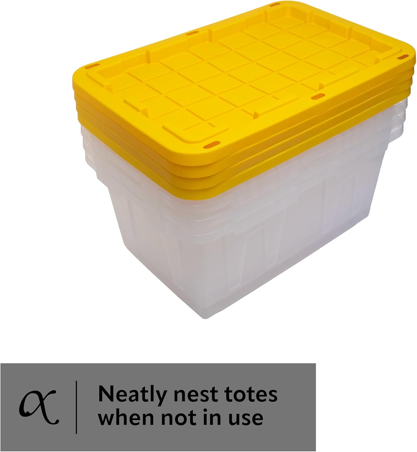 CX 27-Gallon Heavy Duty Clear Stackable Storage Bins with Lids, 4 Pack