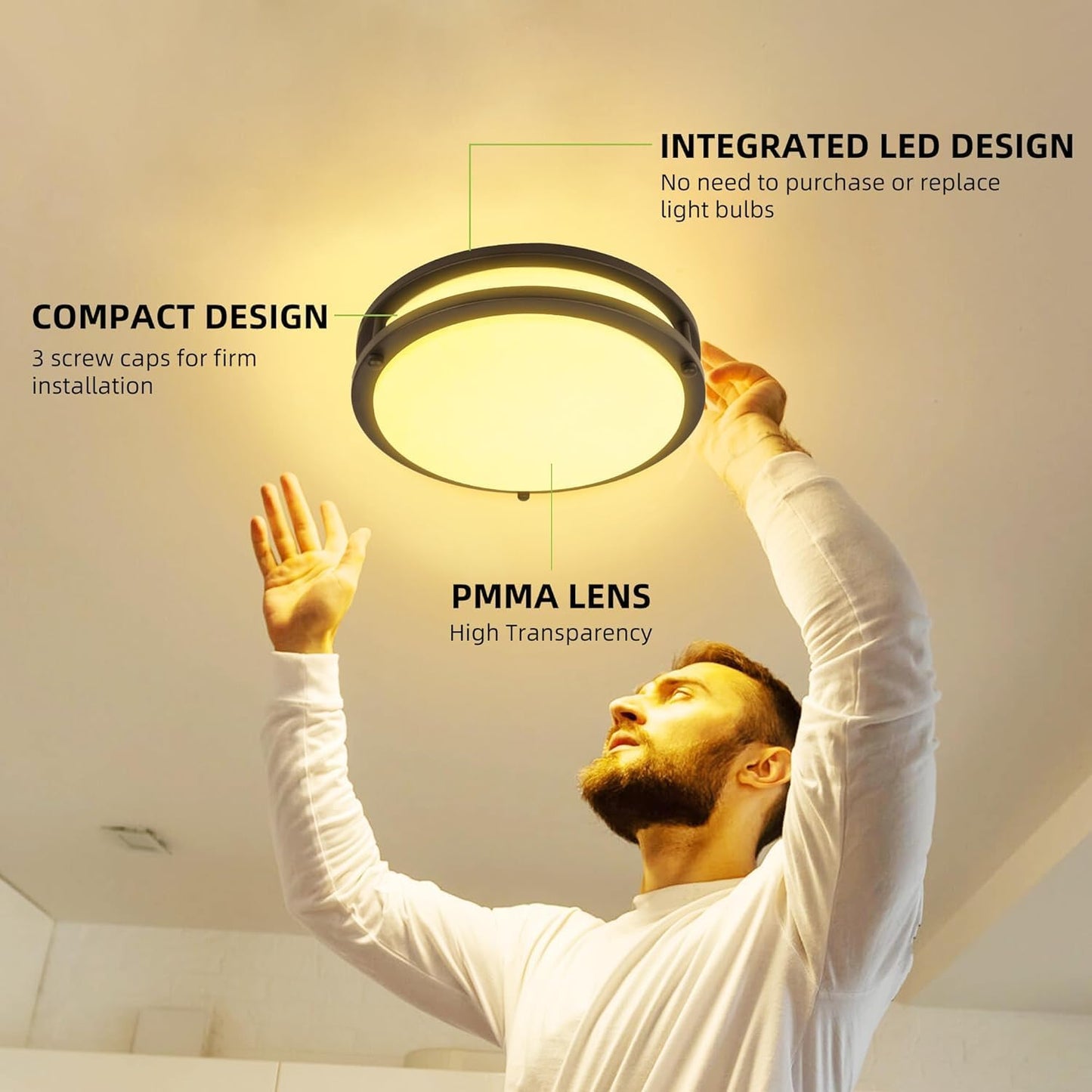 hykolity 13 inch Flush Mount LED Ceiling Light Fixture, 2700K/3000K/3500K/4000K/5000K Adjustable Ceiling Lights, Oil Rubbed Bronze Saturn Dimmable Lighting for Hallway Bathroom or Kitchen, ETL Listed