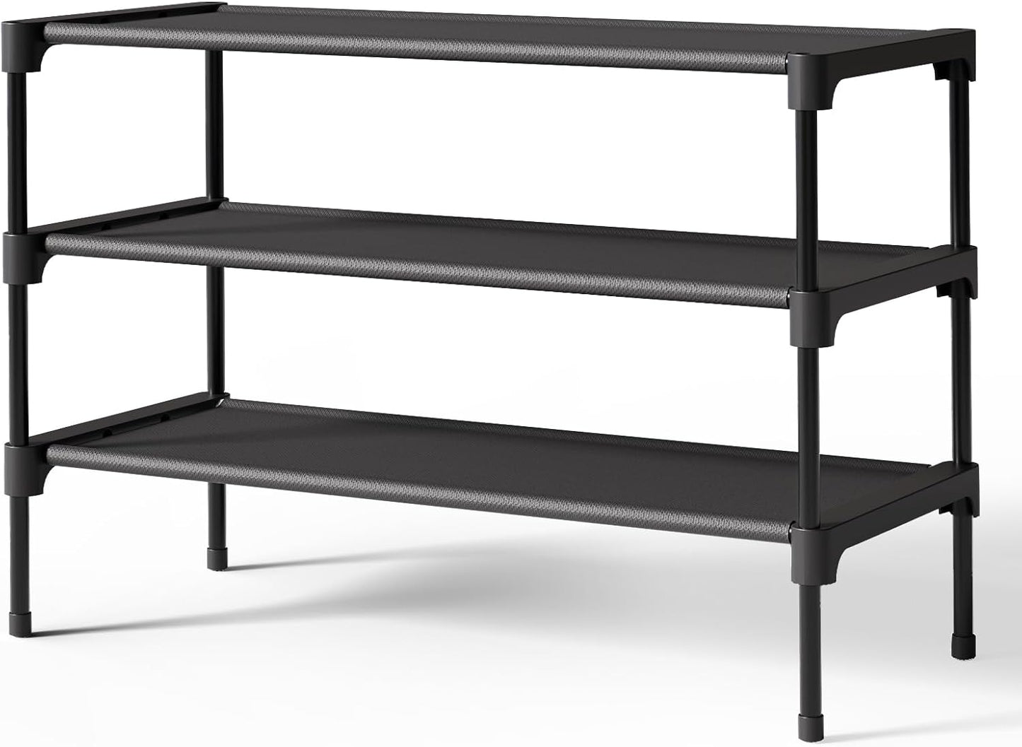 Kitsure Shoe Rack - Non-Woven Shoe Rack Shelf, Shoe Organizer for Closet, Entryway, Garage & Corridor, Stackable Shoe Shelves, 27.5" Wide - 3 Tier, Pink