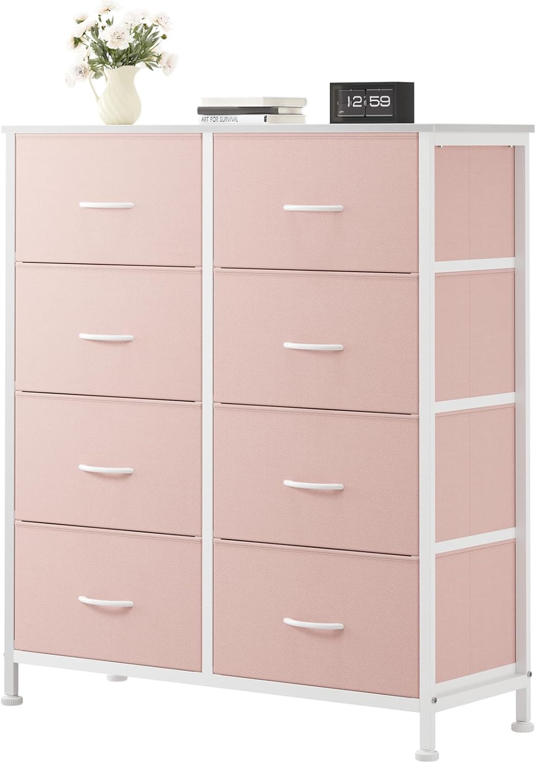 OLIXIS 9 Drawer Storage Dresser with Wood Top - Wide Fabric Chest Organizer for Bedroom, Closet, Living Room,Tower Cabinet, TV Stand, Hallway Entryway Furniture,Black Wood Grain