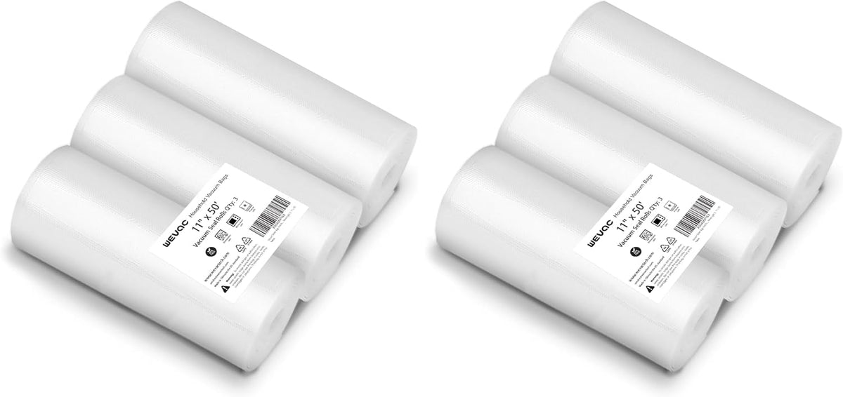 [2024 New] 6" x 50', 8" x 50' and 11" x 50' 3 Pack Rolls, Vacuum Sealer Rolls Bags for Food, Great for Food Storage, Sous Vide and Meal Prep, Wevac Lite