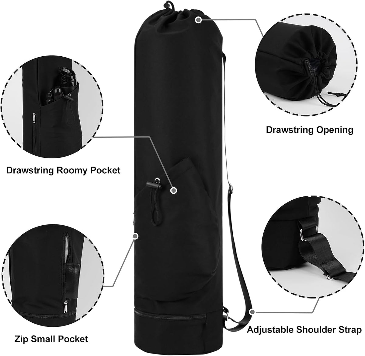 sportsnew Yoga Mat Bag with Water Bottle Pocket & Wet Pocket for Women