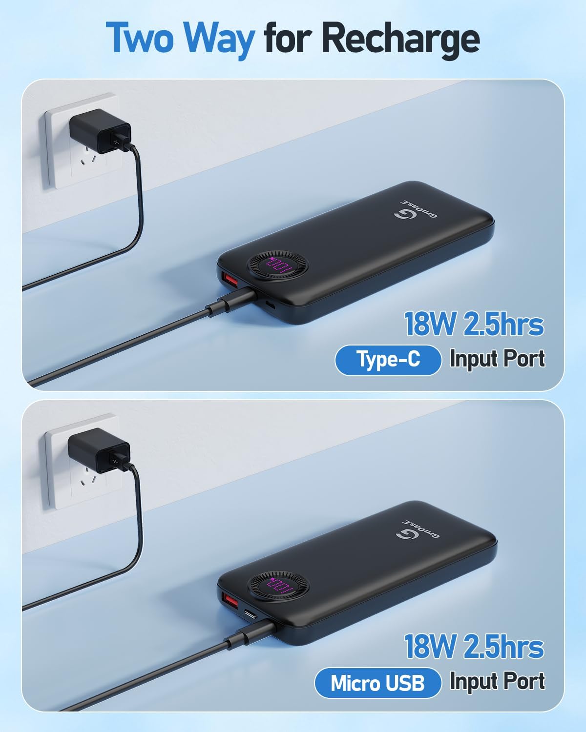 Power Bank,10000mAh 22.5W Max Portable Charger Built in Cables，4 Outputs 2 Inputs External Phone Powerbank,5V/3A Fast Charging Travel Charger for iPhone Android iPad,(Pearl Black)