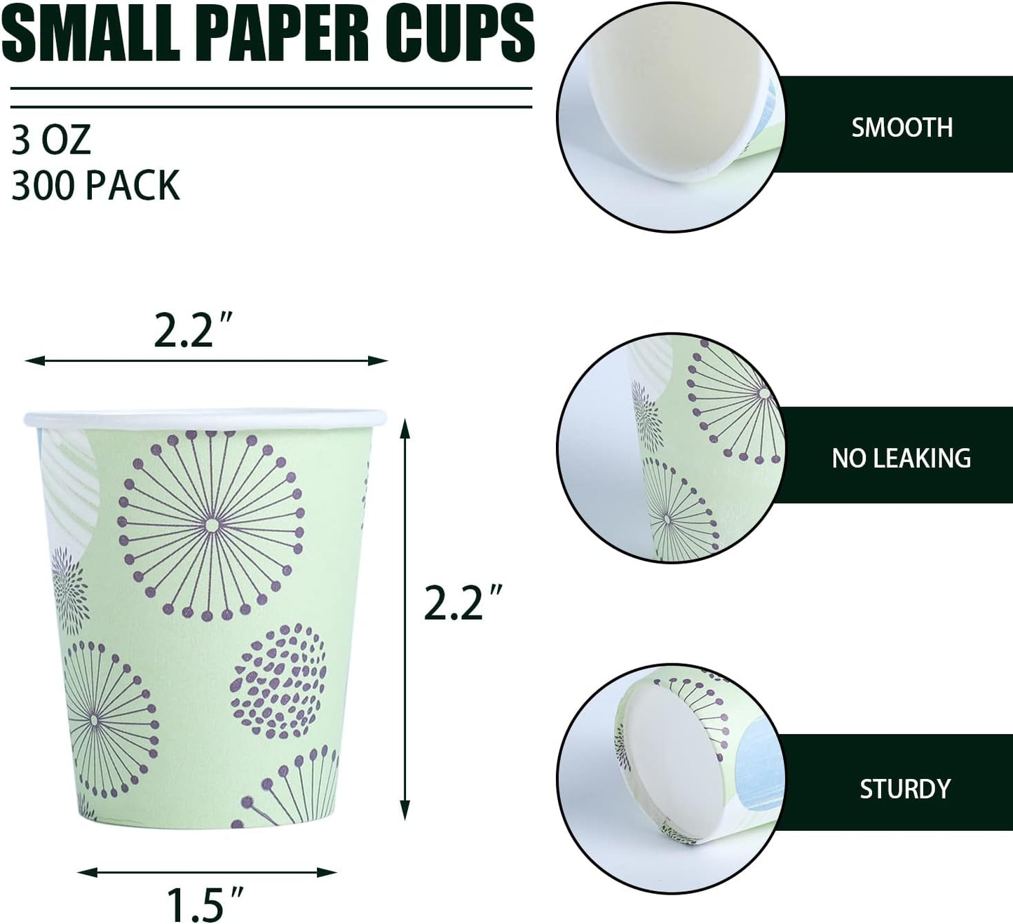 Clawsoff [300 Pack 3 oz Paper Cups, Disposable Bathroom Cups, Small Mouthwash Cups, Mini Paper Cups 3 Ounce for Bathroom