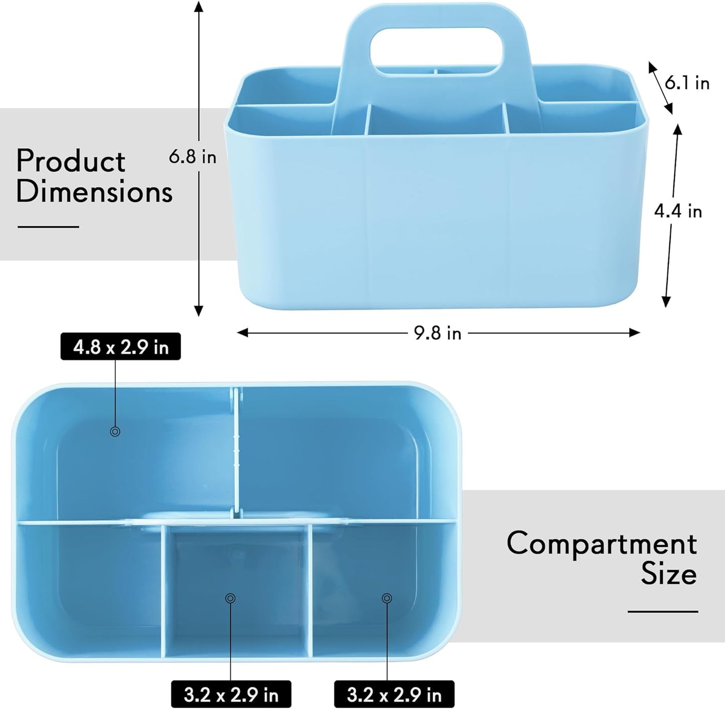 Tiawudi Multipurpose Caddy Organizer, Plastic Caddy with Handle, Stackable Desk Organizer for Stationery, Marker and Pencil, Office Supplies Organizer, Dorm Caddy