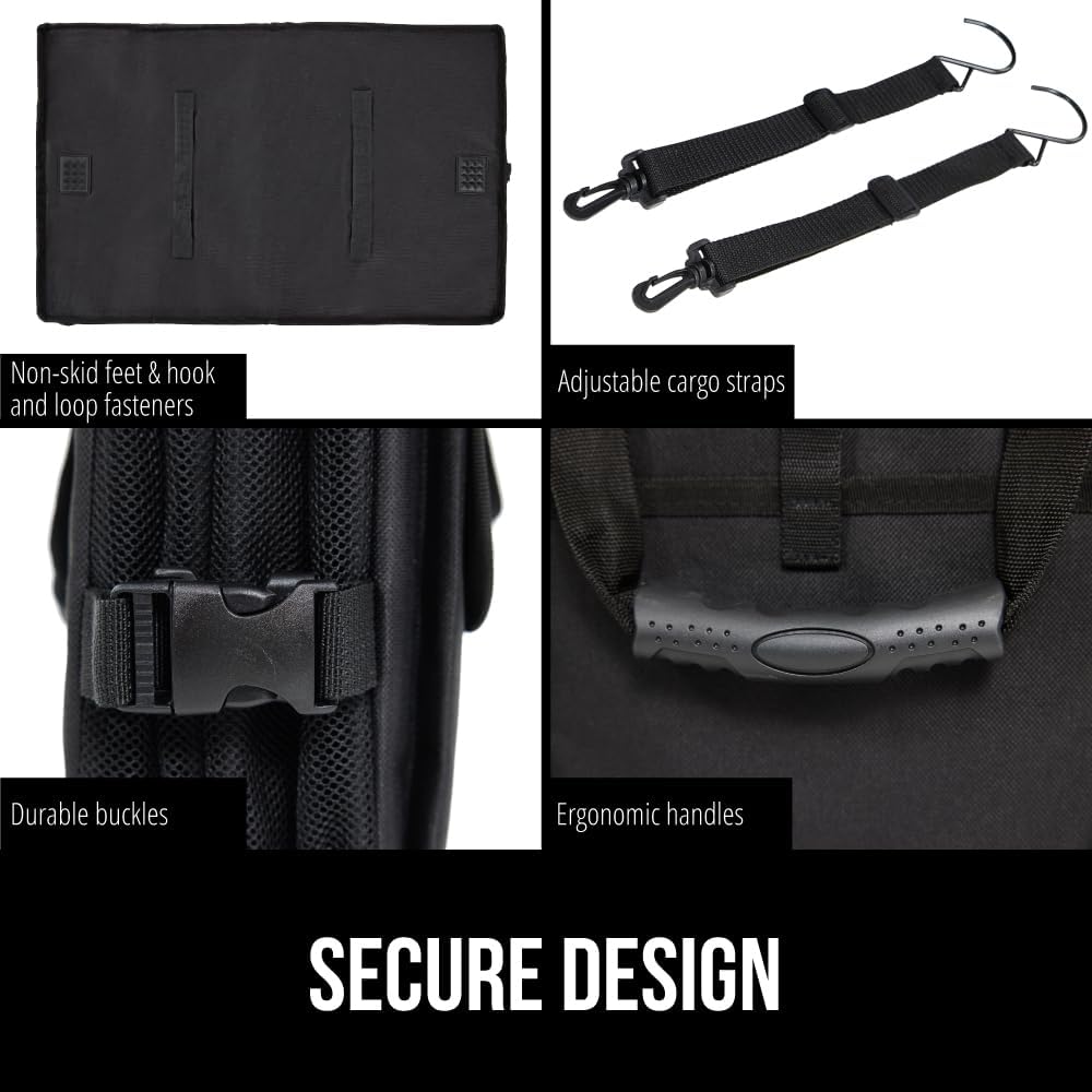 GORILLA GRIP Trunk Organizer for SUV and Cars, Large Capacity Collapsible Car Trunk Storage Organizer, Heavy Duty Car Accessories, Gifts for Mom and Dad, Slip & Water Resistant Multi Compartment Black