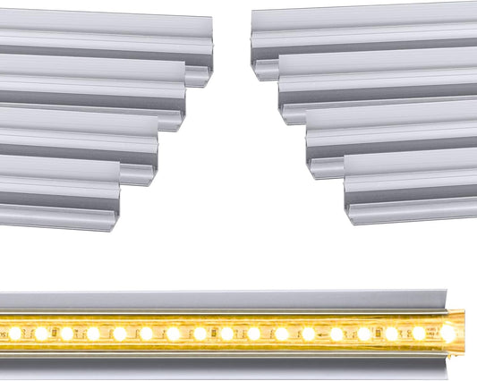 Shine Decor 3.3FT/1M Aluminum Channel Track 8pcs ProSelect Lite & Eco Single White Strip Light, 0.45inch Wide V Shape Wall Corner Lighting Strips (6x10mm or Similar Sizes) Holder Mounting Bracket