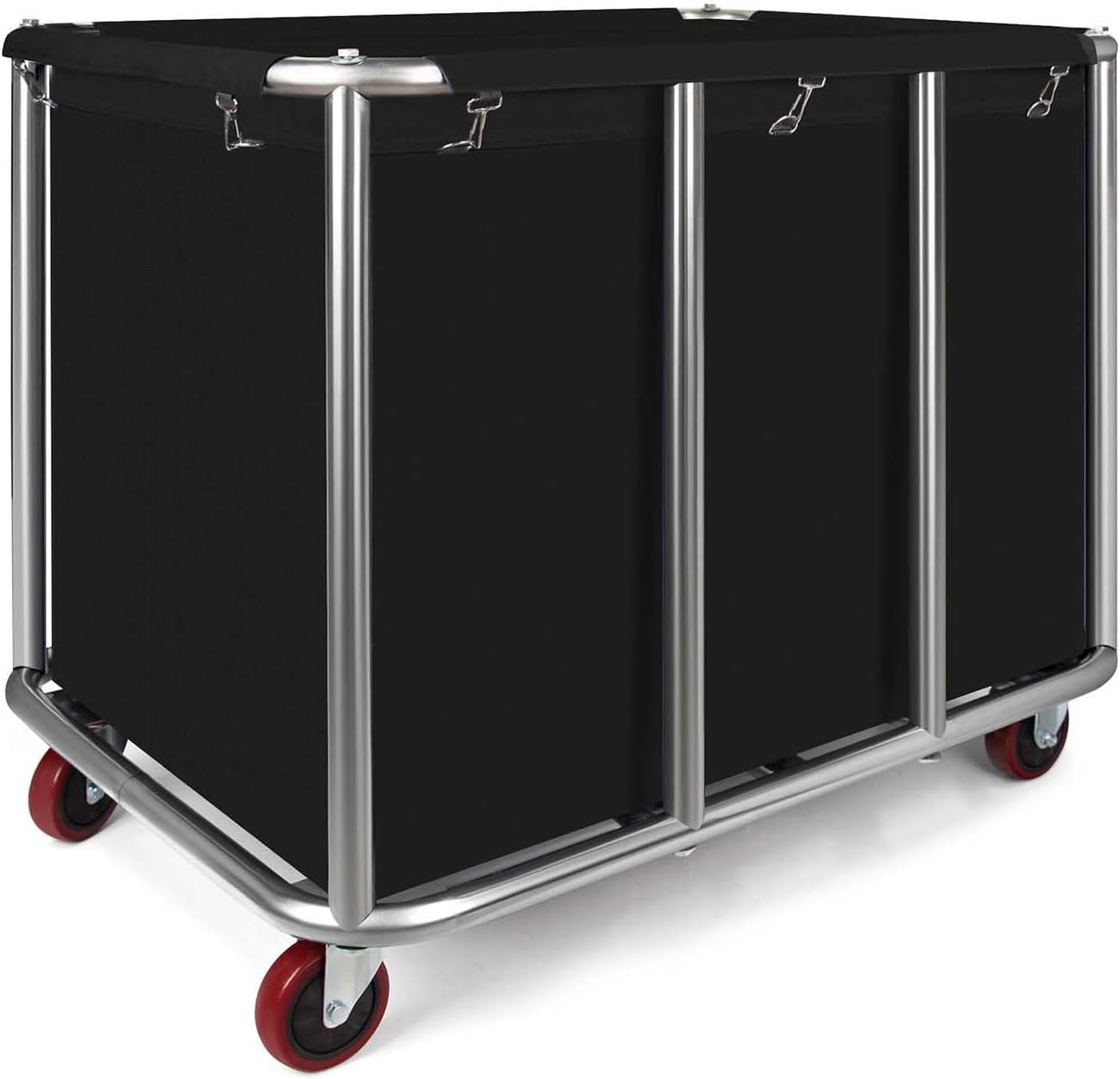 Commercial Laundry Cart with Wheels, 470L Industrial Rolling Laundry Basket, Large Heavy Duty Laundry Sorter with Watertight Oxford Bag & Sturdy Steel Frame for Home, Hotel, Hospital, 440 lbs (Blue)