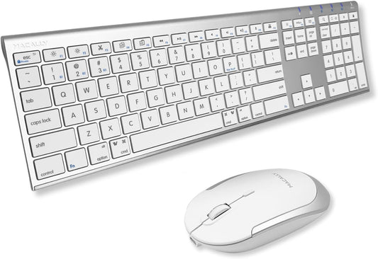 Macally Premium Bluetooth Keyboard and Mouse for Mac | Compatible Wireless Apple Keyboard and Mouse Combo (110 Keys Multi-Device Rechargeable) for MacBook Pro/Air and iMac