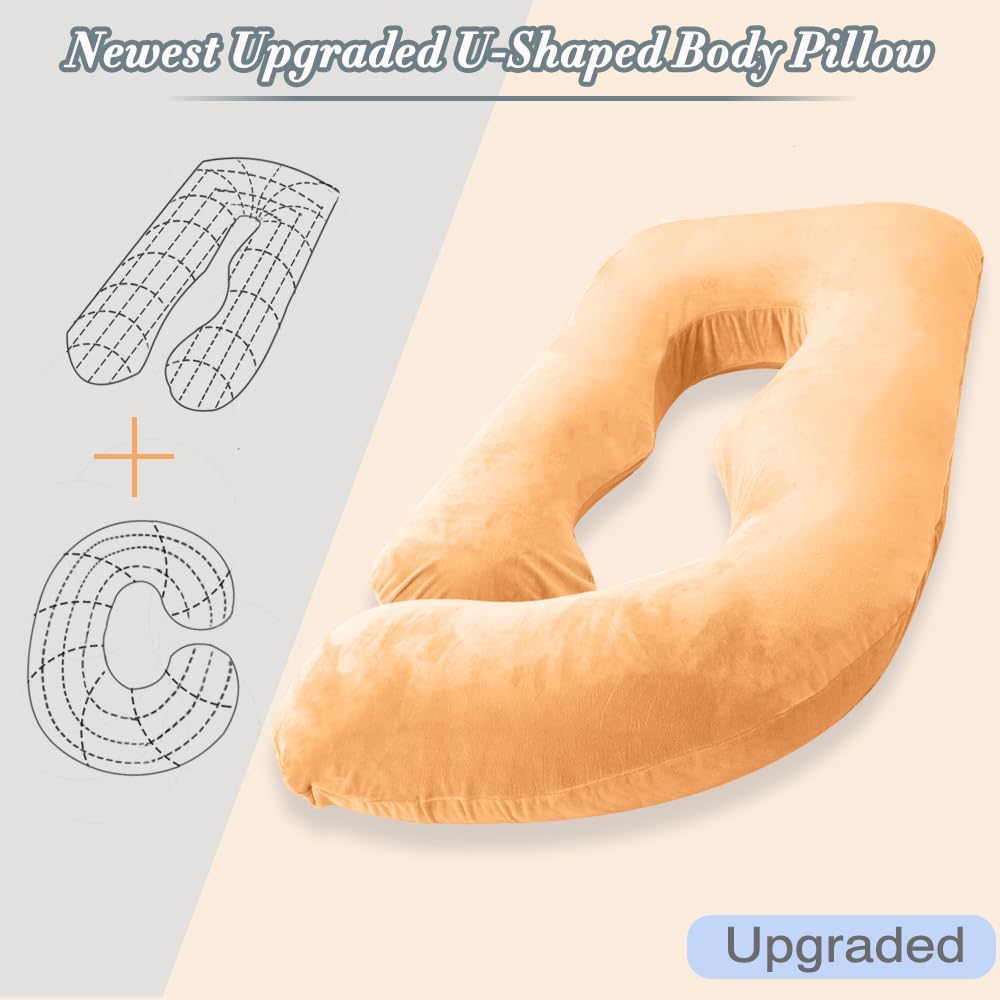 60 Inch Pregnancy Pillow for Sleeping, Extra Large U Shaped Body Pillow, Maternity Pillow for Pregnant Women (Brown)