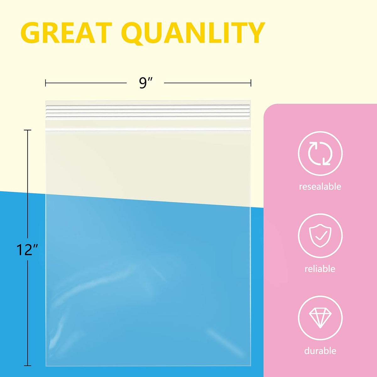 iMailer - 1000 Pcs- 13" x 15" Zip Bags- 2 Gallon Zip Bags- Clear Resealable Zip Poly Bag 2 Mil for Clothing, T-Shirts, Pants, Storage