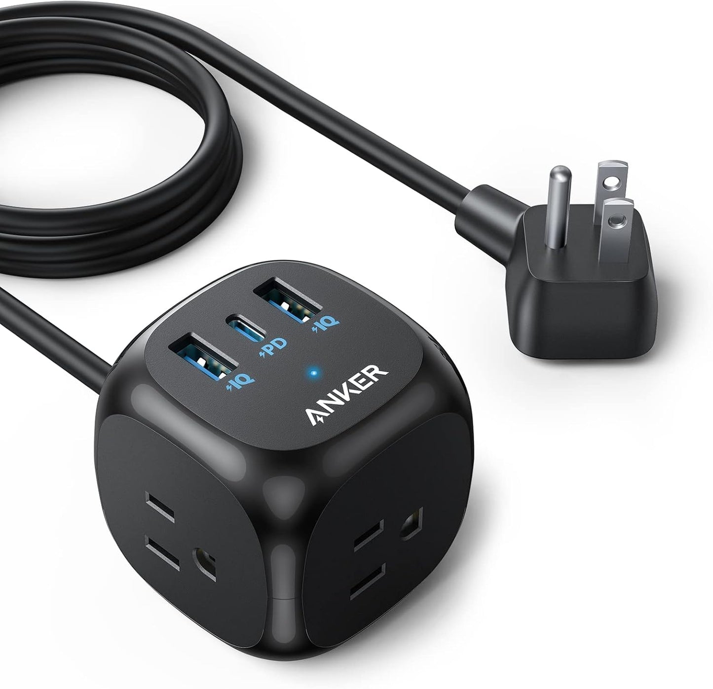 Anker 321 Power Strip with 20W USB C, 3 Outlets and USB C Charging for iPhone 15/15 Plus/15 Pro/15 Pro Max, 10 ft Extension Cord, Power Delivery Charging for Dorm Rooms,Home Office