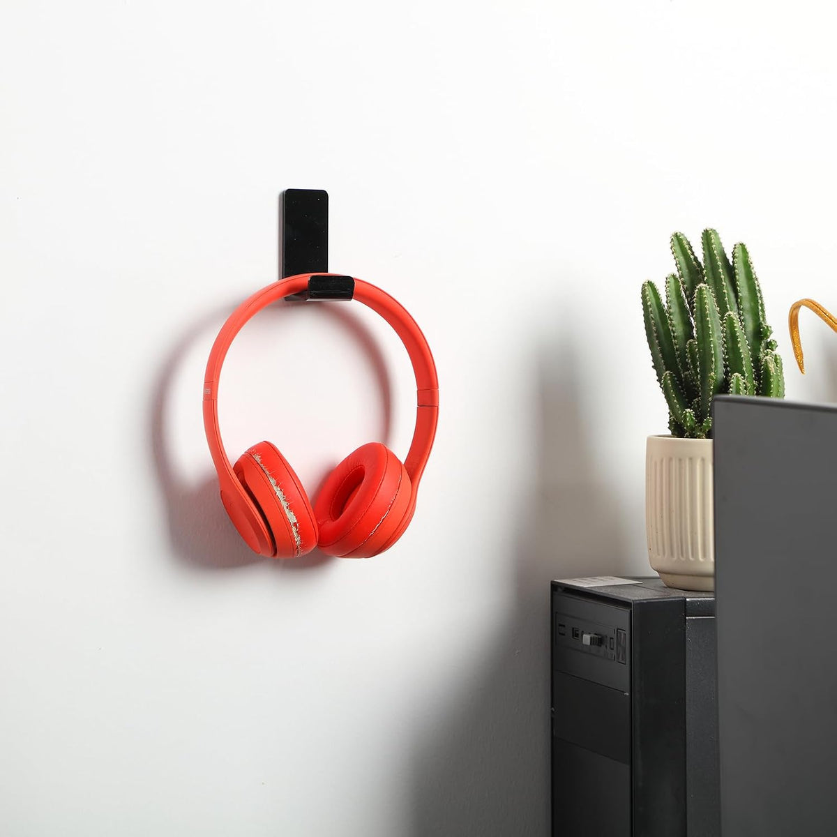 Weewooday 32 Headphone Hanger Wall Mount Stand with Adhesive Hook, Black