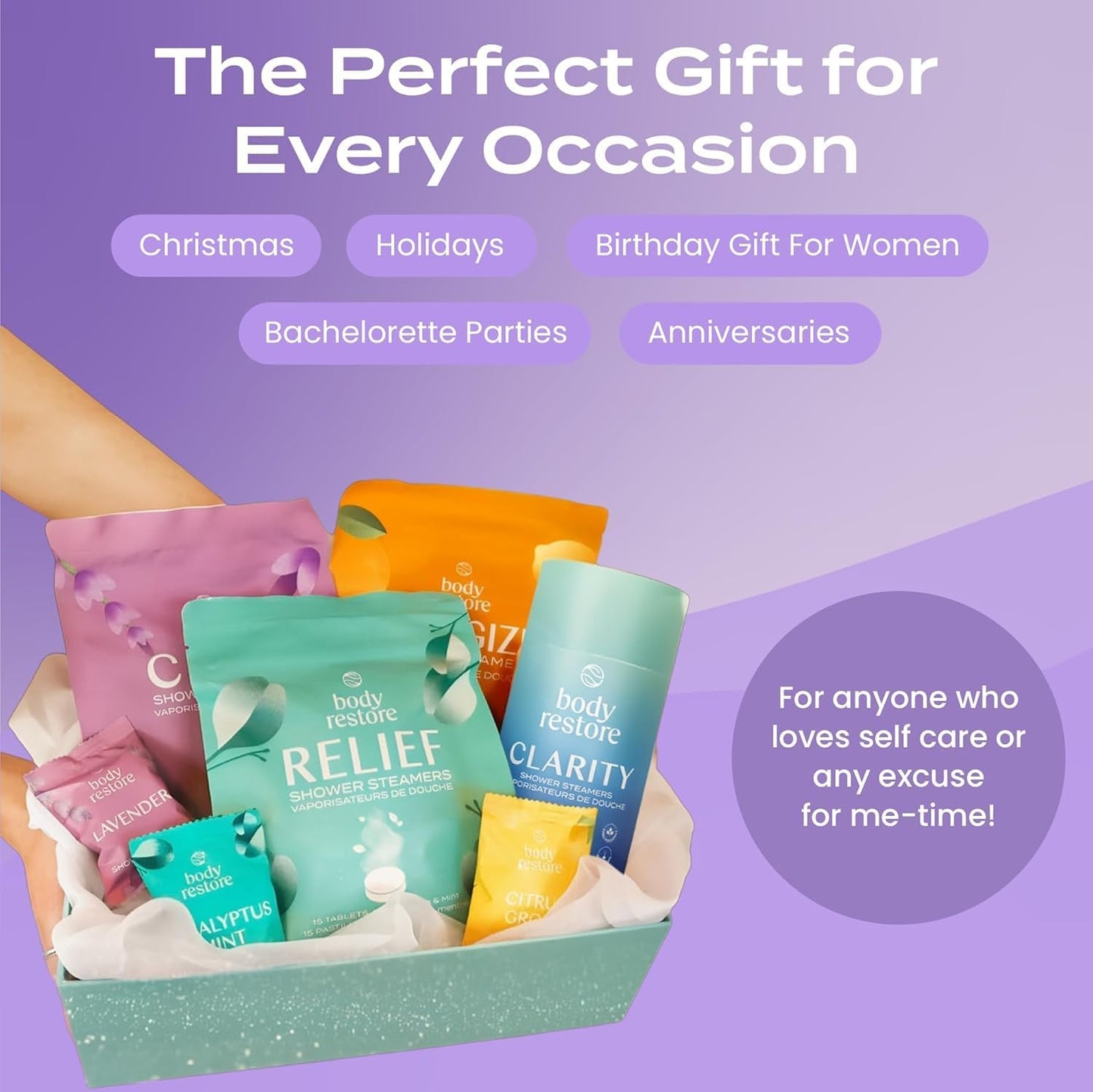 Body Restore Shower Steamers Aromatherapy 15 Pack – Fathers Day Gift for Dad, Luxury Spa Gifts for Men, Relaxation Stress Relief Self Care – Premium Lavender Essential Oil Tablets
