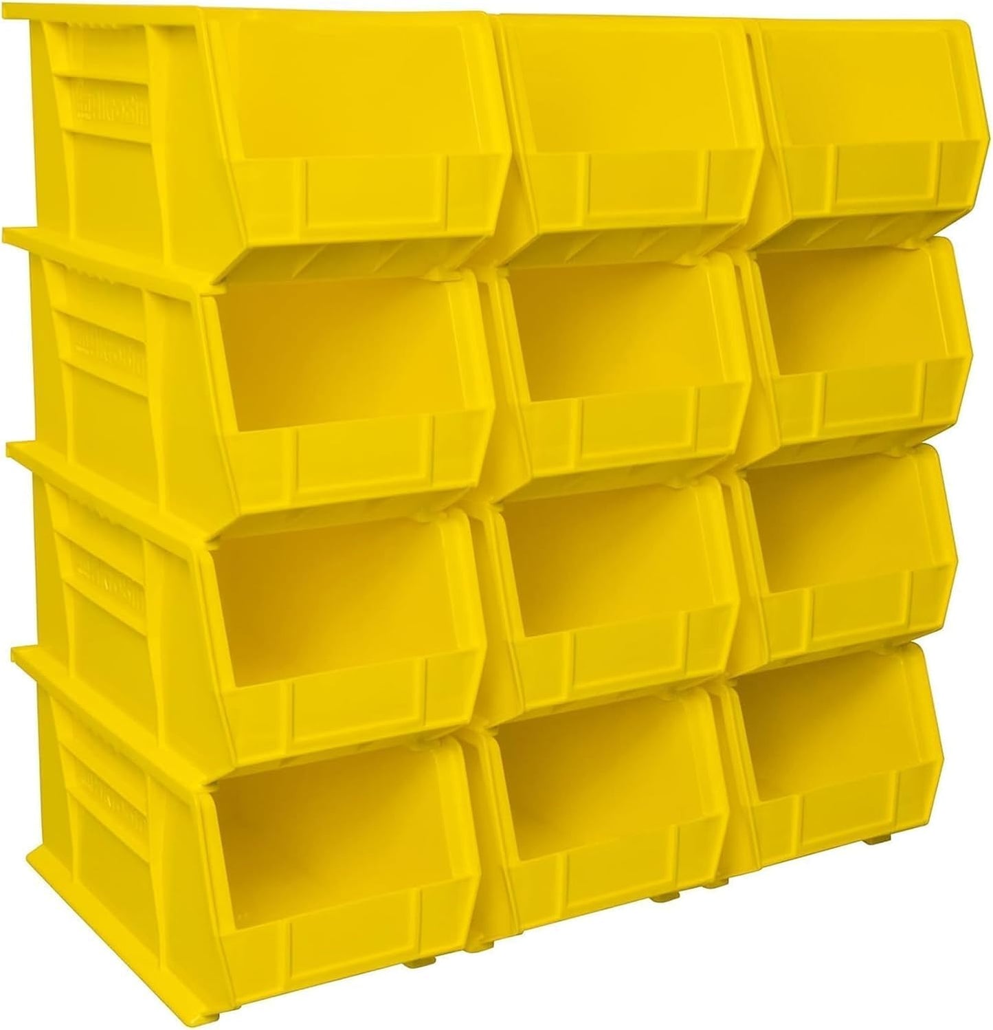 Akro-Mils 30240 AkroBins Plastic Storage Bins, 15"x8"x7", Yellow, 12-Pack | Space-Saving Stackable Bins for Garage, Pantry, Craft Organization