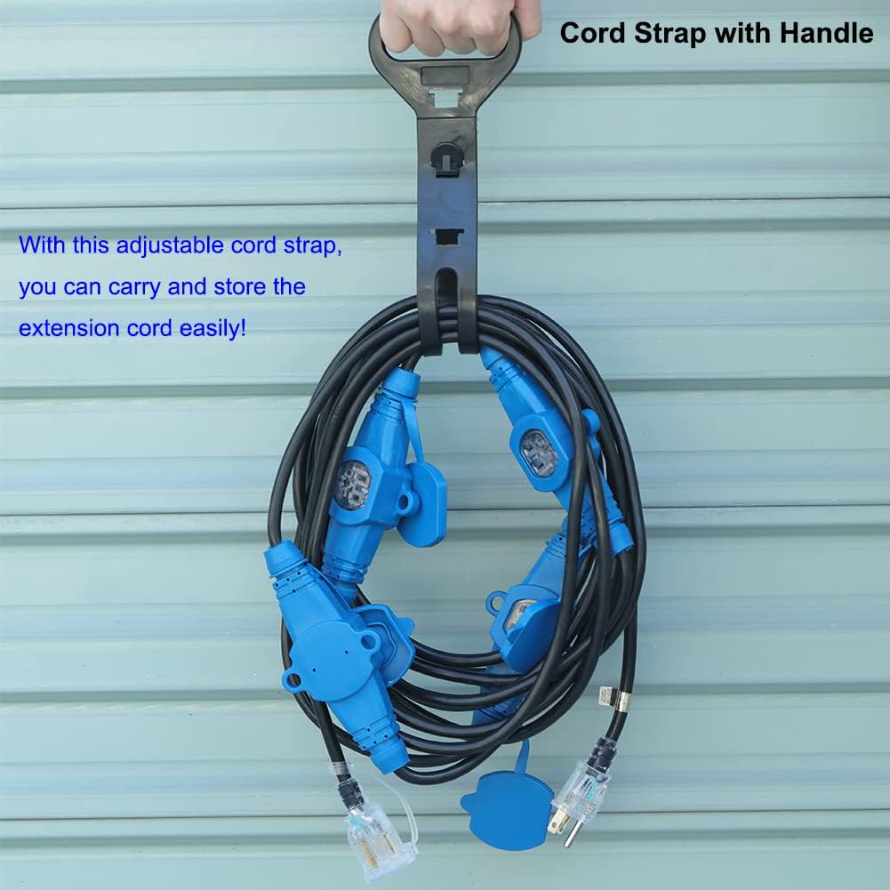 65 Feet Multi Outlet Extension Cord 12 Gauge 13 Nema 5-15R Outlets