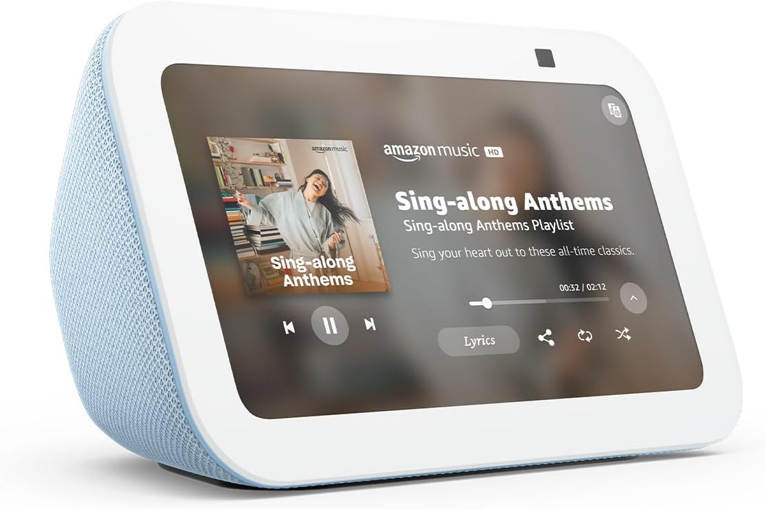 Amazon Echo Show 5 (newest model), Smart display, Designed for Alexa+, 2x the bass and clearer sound, Cloud Blue
