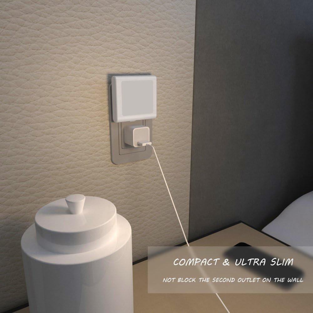MAZ-TEK Plug in Dimmable Led Night Light with Auto Dusk to Dawn Sensor, Soft Warm White Nightlights for Hallway,Bedroom, Kids Room, Kitchen, Stairway, 4 Pack