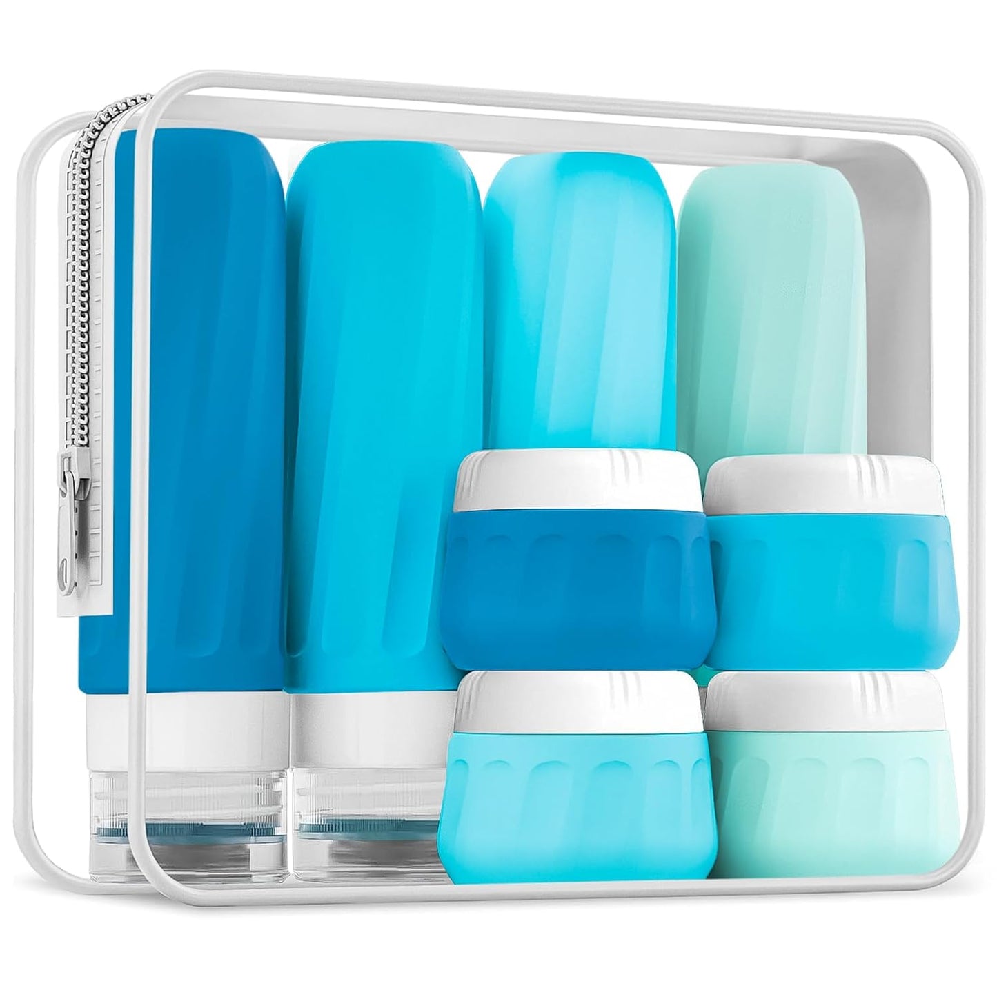Mrsdry Travel Bottles for Toiletries, 10 Pack, TSA Approved, 3oz/90ml Silicone, Leak Proof, Wide Mouth, Reusable, Travel, Vacation, Plane Trip, Camp