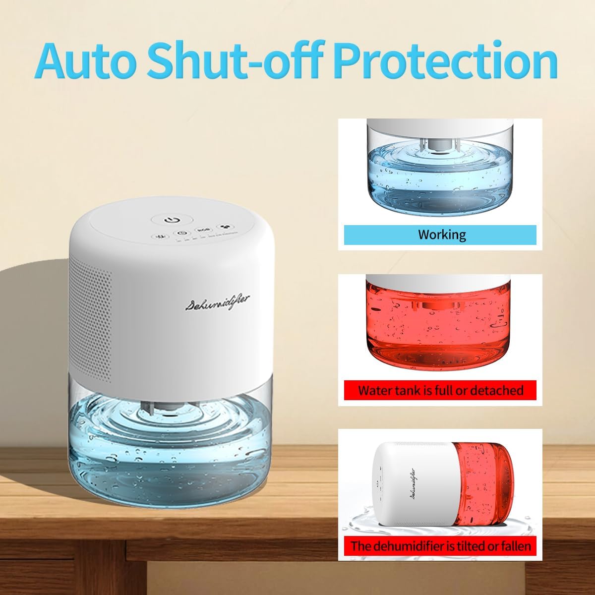 Dehumidifier for Home Small Quiet Dehumidifiers for 44OZ Water Tank Auto Defrost and Shutoff 10 Colors Light 4 Timer Options 3 Modes Portable Dehumidifiers for Bedroom Bathroom Closet RV