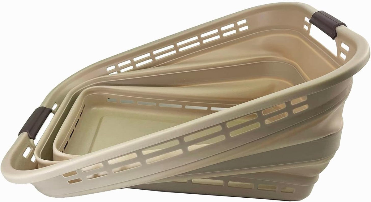 SAMMART 42L (11 Gallons) Collapsible Plastic Laundry Basket - Foldable Pop Up Storage Container/Organizer - Portable Washing Tub - Space Saving Hamper/Basket [BPA Free] (Apricot/Brown)
