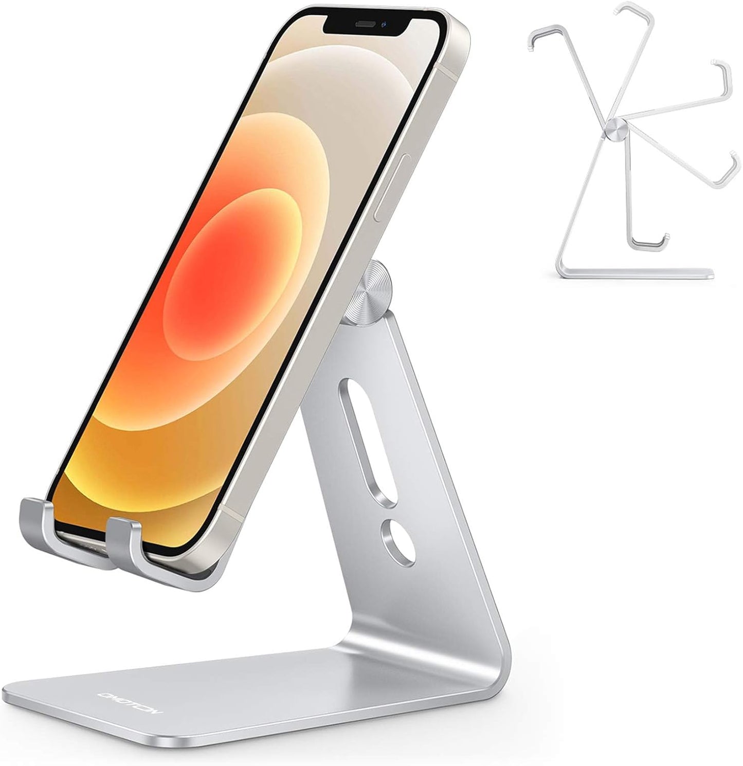 OMOTON Adjustable Cell Phone Stand, C2 Aluminum Desktop Phone Holder Dock Compatible with iPhone 15 14 13 Xs XR 8 Plus 7 6, Samsung Galaxy, Google Pixel, Android Phones, Navy Blue