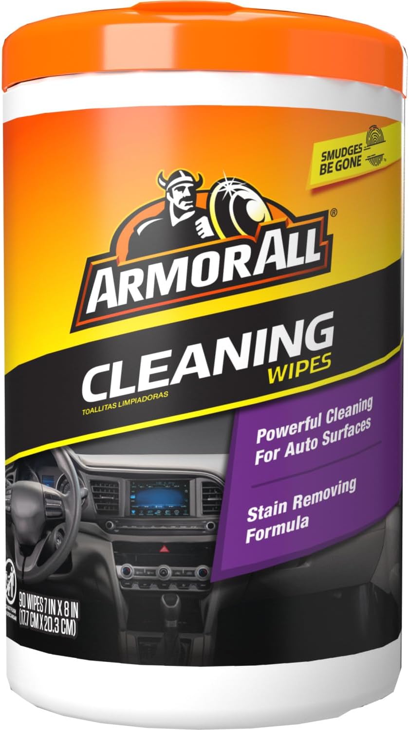 Armor All Car Cleaning Wipes 90-Count - Convenient Car Interior, Dashboard, Leather, Fabric & Vinyl Wipes, Gift for Car Lovers