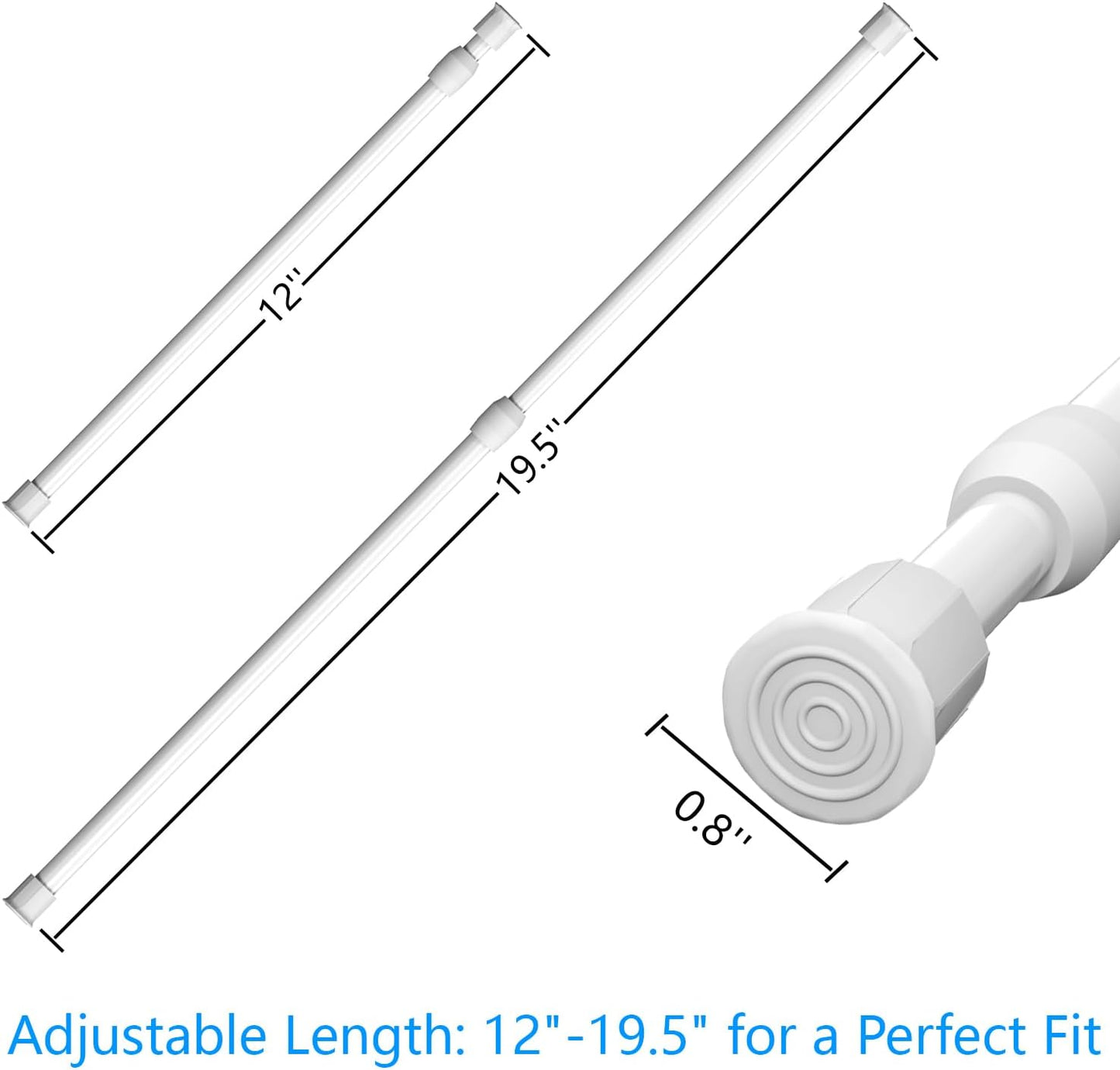 RV & Camper Adjustable Tension Rods 12"-19.5" - Essential Organizer Bars for Travel Trailers, Campers, and RVs Kitchens and Closets Must-Have, 6 Pack