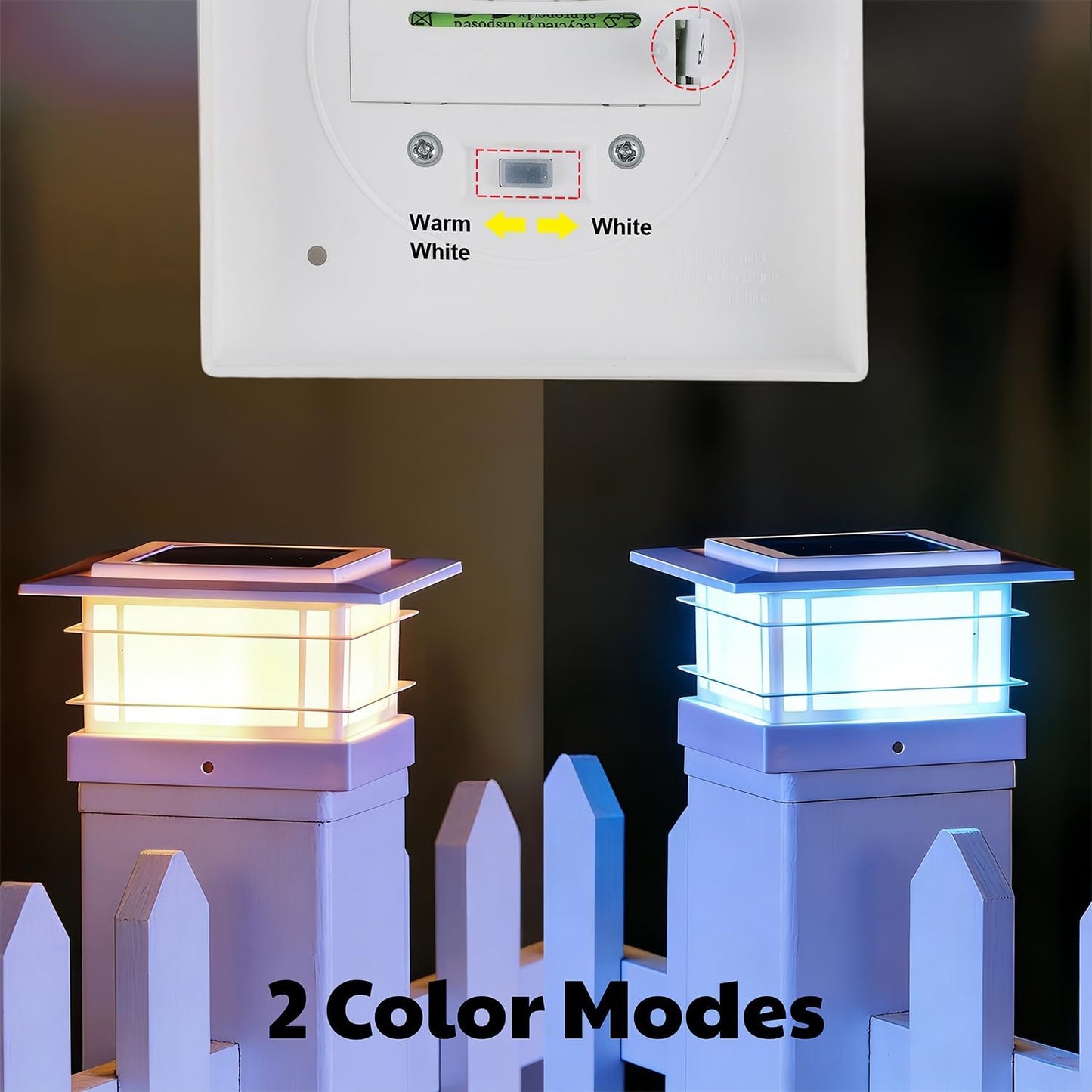 Dynaming 4x4 Solar Post Cap Lights Outdoor with 2 Color Modes, Fence Post Solar Lights White Shell Fit for 4x4 Vinyl/Wooden Posts, High Brightness LED Lighting Decor for Garden Deck Patio, 6 Pack