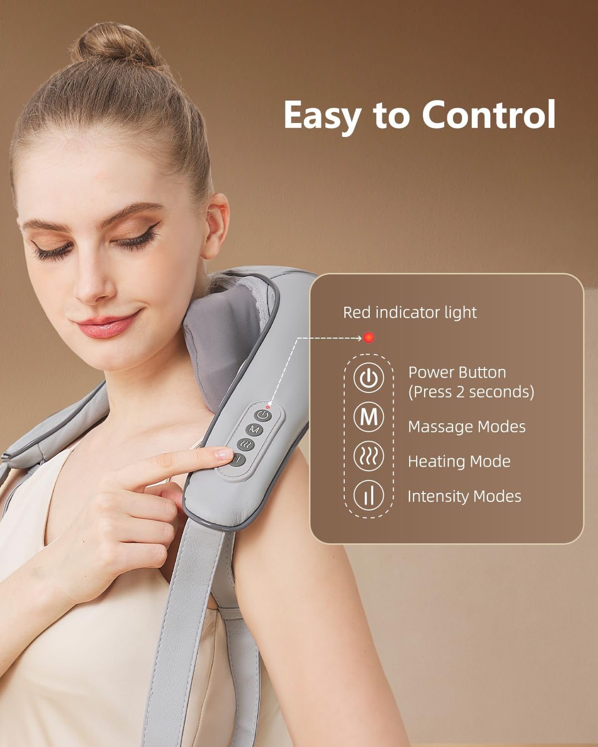 Cordless Neck Shoulder Massager with Heat,Deep Tissue Kneading Relieves Tension Improves Circulation,Gifts for Women,Men,Mom,Dad(Grey)