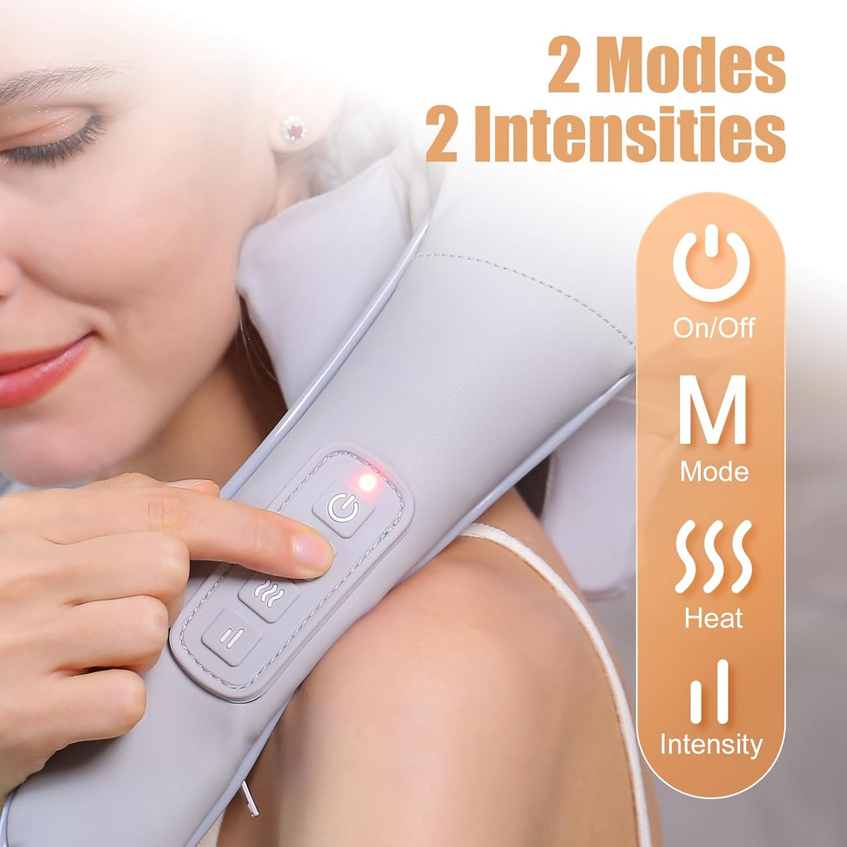 MASGRE Shiatsu Neck and Shoulder Massager, Cordless Back Massager with Heat