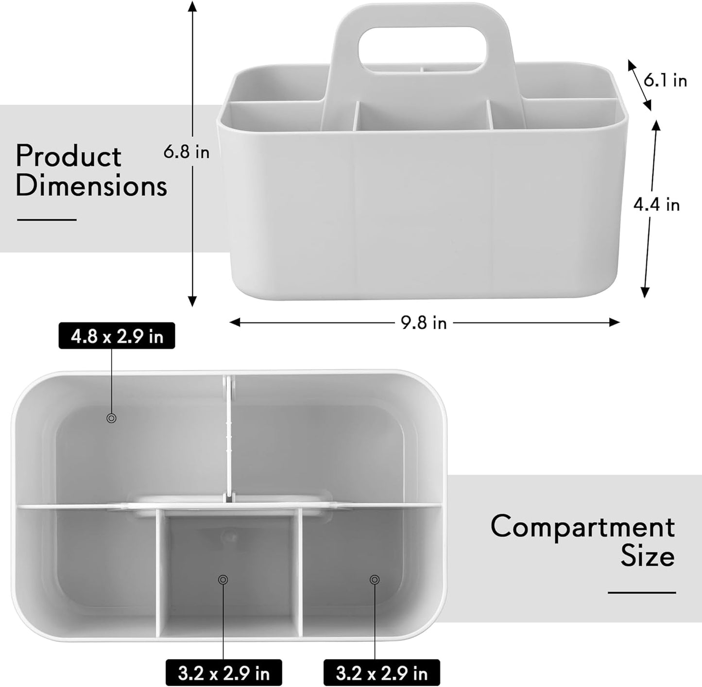 Tiawudi Multipurpose Caddy Organizer, Plastic Caddy with Handle, Stackable Desk Organizer for Stationery, Marker and Pencil, Office Supplies Organizer, Dorm Caddy