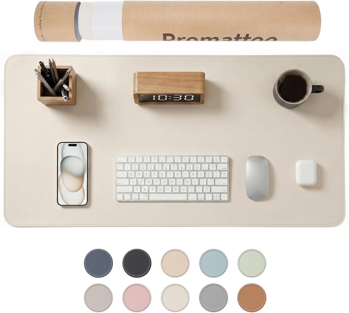 Large Desk Pad Non-Slip Desk Mat Protector for Keyboard Mouse Waterproof Vegan Leather Surface Faux Leather Laptop Mat Smooth Mouse Pad Premium Gift Tube Creamy White 39" x 17"