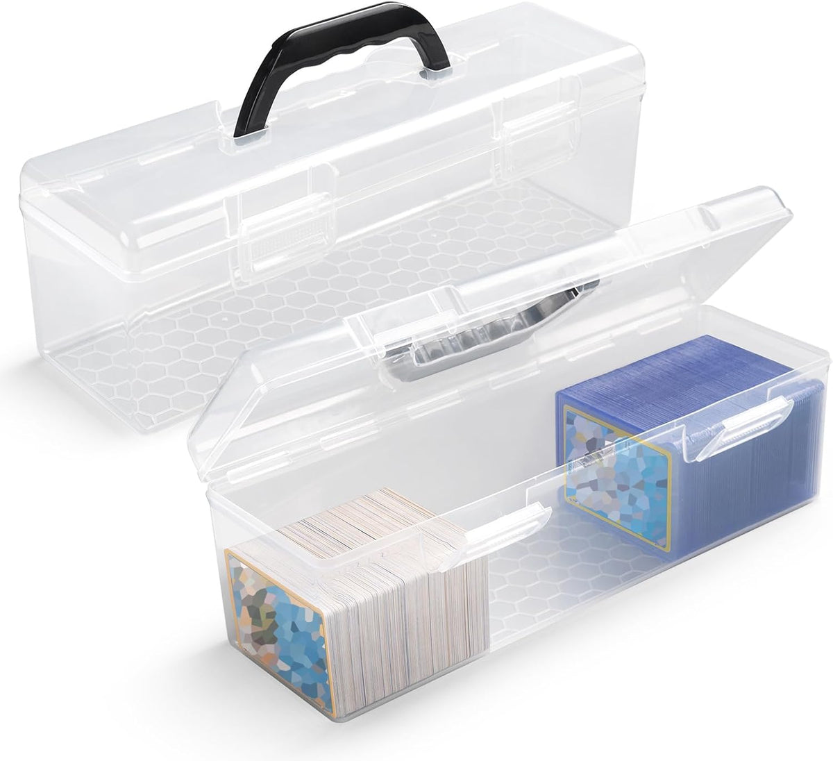 SUNEZLGO Storage Box For Toploader, Trading Card Storage Box Plastic, Playing Card Case, Large For Toploaders 200 Cards 750, Fit For Toploader and Standard Card