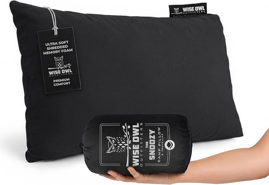 Wise Owl Outfitters Camping Pillow – Memory Foam Travel Pillow for Airplane Sleeping, Hiking, Backpacking & Outdoor Use - Small & Portable for Adults, Car, Camp & Tent