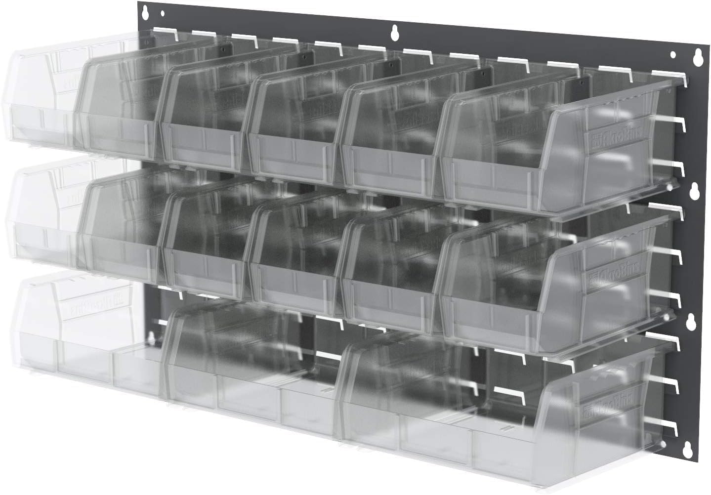 Akro-Mils 30235 AkroBins Plastic Storage Bins, Space-Saving Stackable Bins for Garage, Pantry, Craft Organization, 11" x 11" x 5", Clear, 6-Pack
