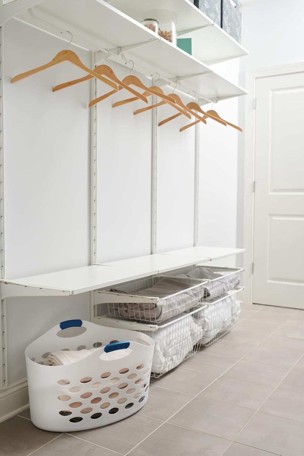 Rubbermaid 1.5 Bushel Capacity Durable Versatile Flex N Carry Portable Flexible Laundry Basket With Convenient Carrying Handles, White, Organization and Storage for Laundry/Garage/Home